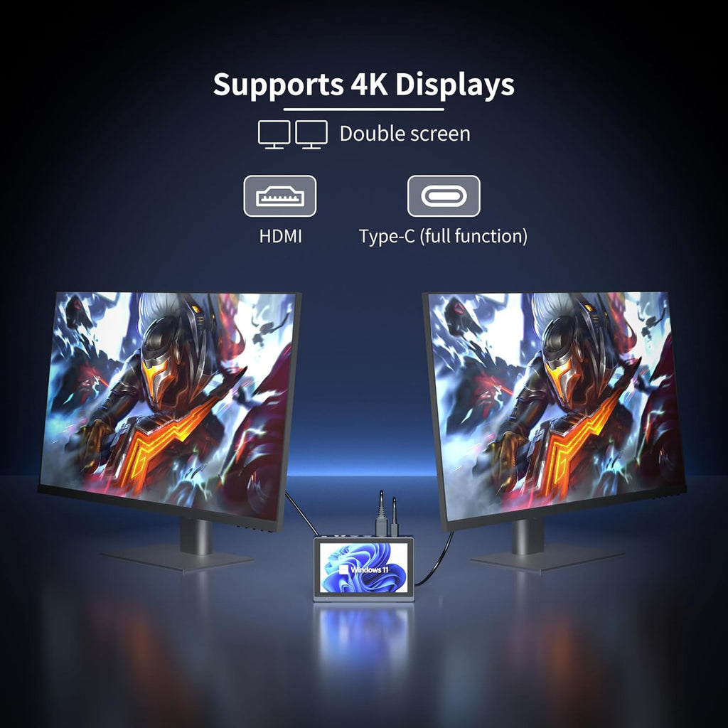 Mini PC Computer-Mini PC Gaming Celeron N5095 8GB RAM 128GB ROM, Win 11 Pro Mini Desktop Computer with 5.5 inch Touchsreen, Support 4K@60Hz Display, WiFi5 BT5.2 Gigabit Ethernet, Full-function Type-C